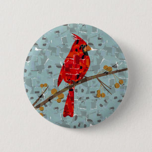 Christmas Cardinal bird collage 2 Inch Round Button
