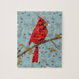 Christmas Cardinal bird collage Jigsaw Puzzle