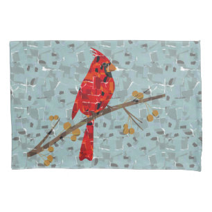 Christmas Cardinal bird collage Pillowcase