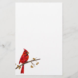 Christmas Cardinal bird collage Stationery
