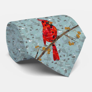 Christmas Cardinal bird collage Tie