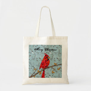 Christmas Cardinal bird collage Tote Bag