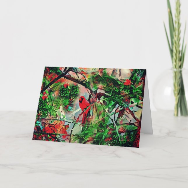 Christmas Cardinal Bird Faith Card John 3:16 (Front)