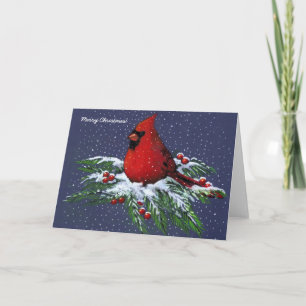 CHRISTMAS: CARDINAL: BIRD: SNOW: CARD