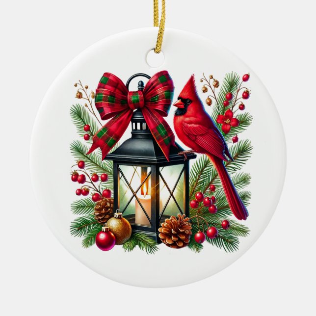 Christmas Cardinal Ceramic Ornament (Front)