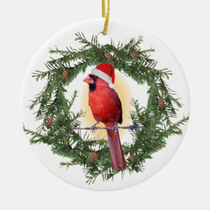 Christmas Cardinal Ceramic Ornament