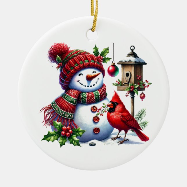 Christmas Cardinal Ceramic Ornament (Front)