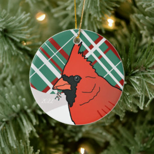 Christmas Cardinal Ceramic Ornament