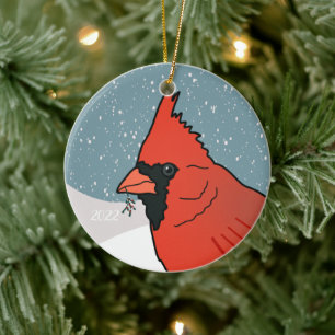 Christmas Cardinal Ceramic Ornament