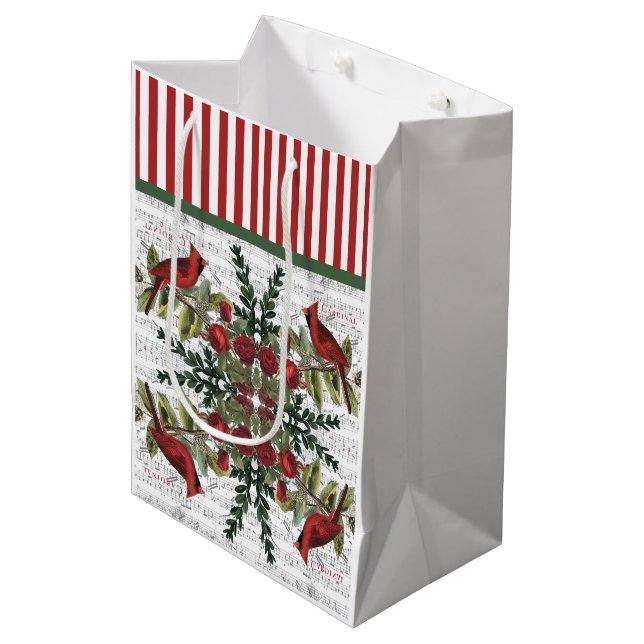 Christmas Cardinal gift bags (Front Angled)