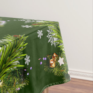 Christmas Cardinal Holiday Greenery 52x70  Tablecloth