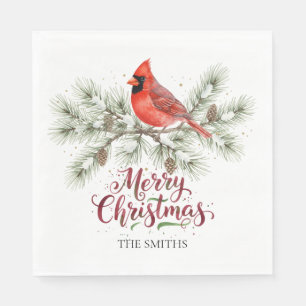 Christmas Cardinal Holiday Paper Napkin
