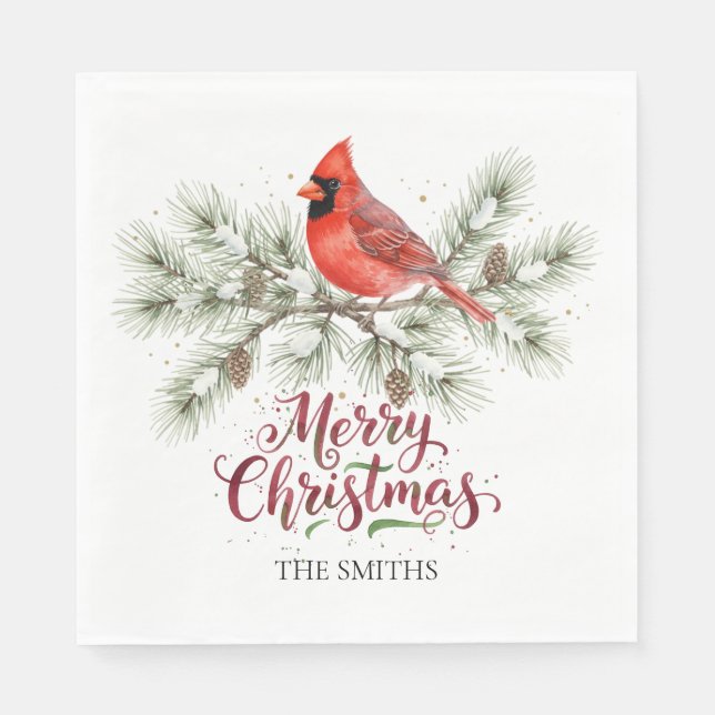 Christmas Cardinal Holiday Paper Napkin (Front)