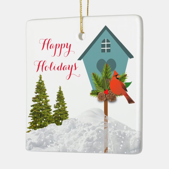 Christmas Cardinal in the Snow Bird Lover Ornament (Left)