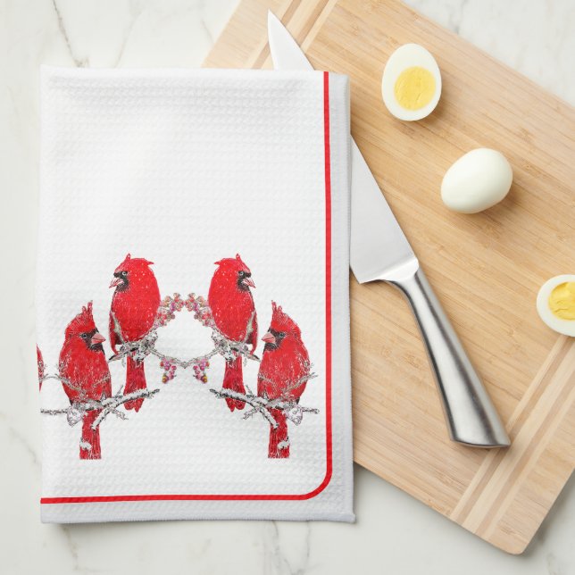 Christmas Cardinal  Kitchen Towel (Quarter Fold)