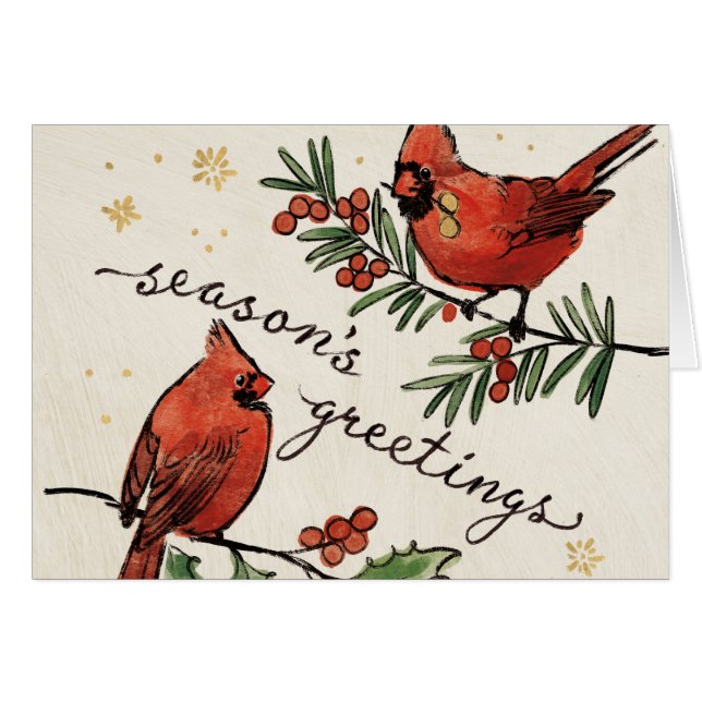 Christmas Cardinal Lovebirds (Front Horizontal)