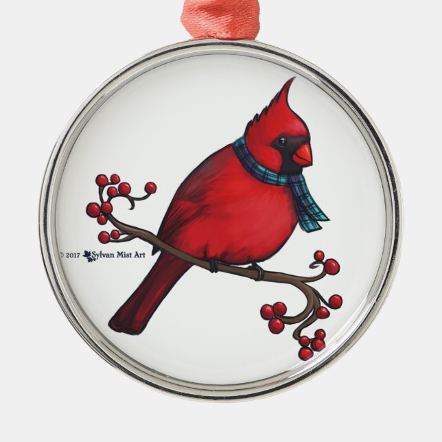 Christmas Cardinal Metal Ornament (Front)