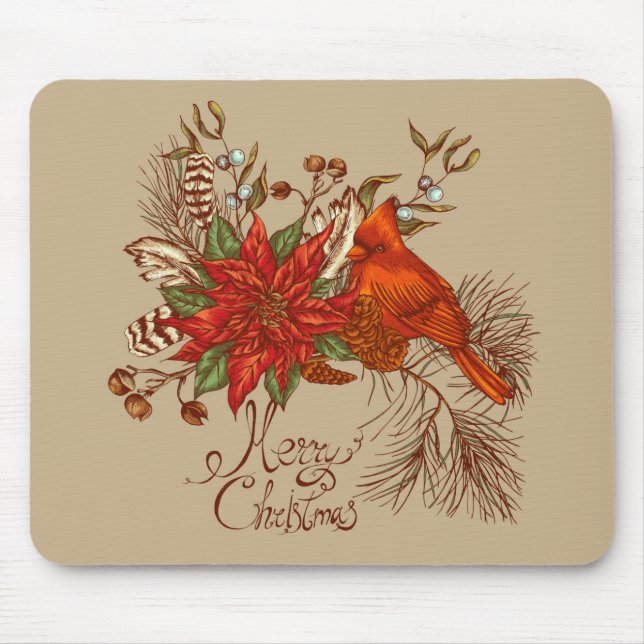 Christmas Cardinal Mouse Pad (Front)