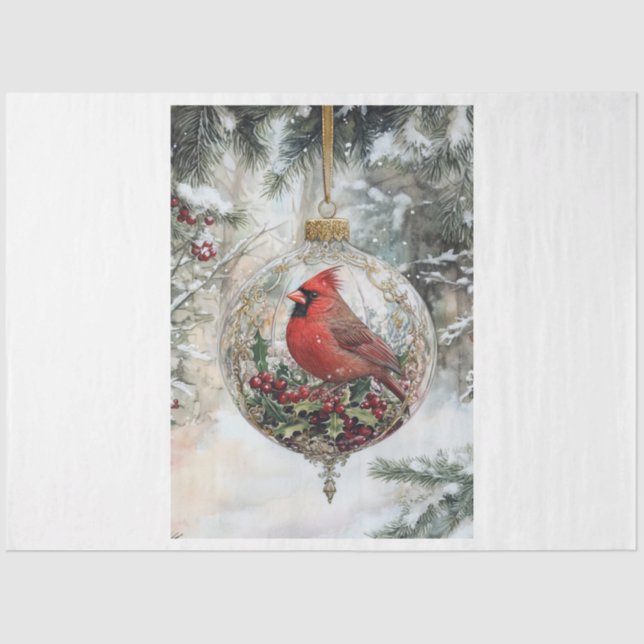 Christmas Cardinal Ornament Tissue Paper (Front)