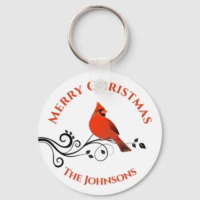 Christmas Cardinal Red Bird Key Chain (Front)