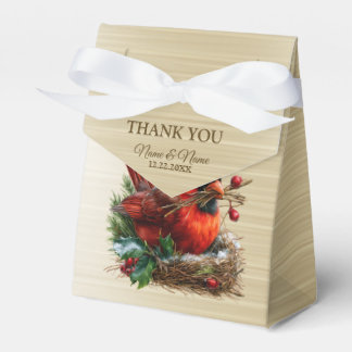 Christmas Cardinal Red Birds Flower Holidays Party Favor Box