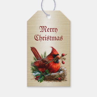Christmas Cardinal Red Birds Flower Holidays Party Gift Tags