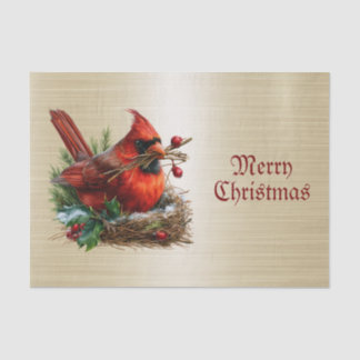 Christmas Cardinal Red Birds Flower Holidays Party Tissue Paper