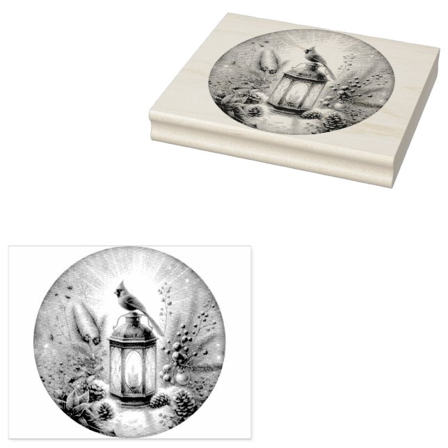 Christmas Cardinal  Rubber Stamp (Stamped)