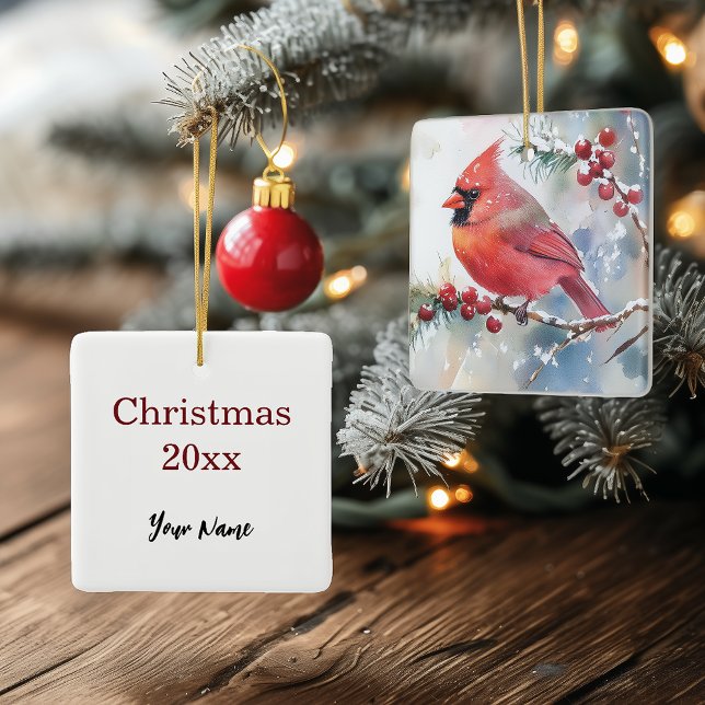 Christmas Cardinal Square Ceramic Ornament (Creator Uploaded)