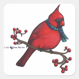 Christmas Cardinal Square Sticker