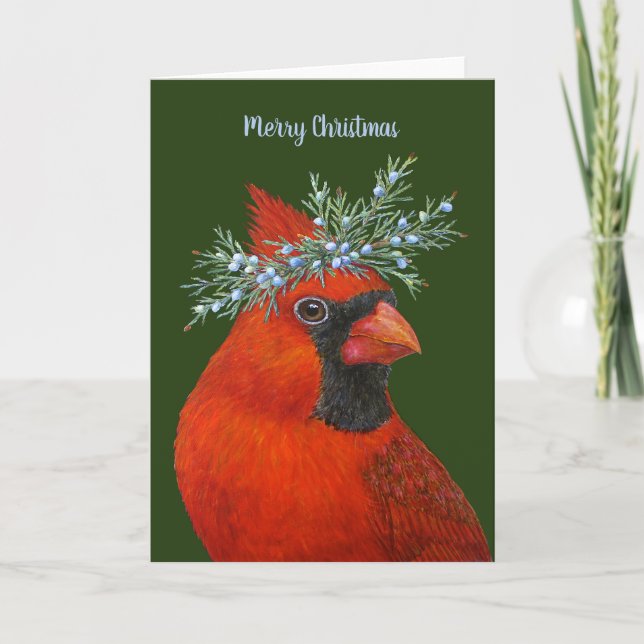 Christmas Cardinal with cedar card (Front)