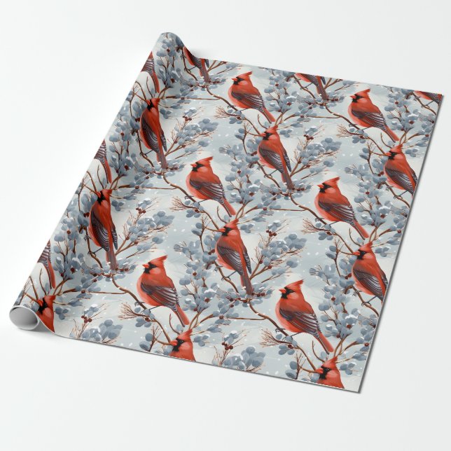  Christmas Cardinal Wrapping Paper (Unrolled)