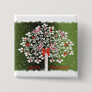 Christmas Cardinals 2 Inch Square Button