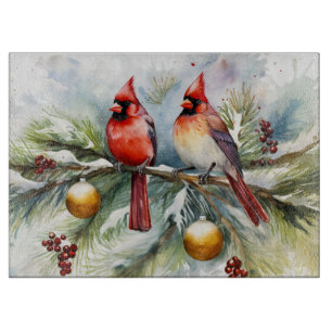Christmas Cardinals Cutting Board