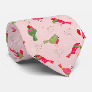 Christmas cardinals in scarves tie