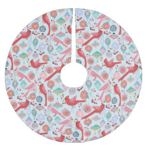 Christmas Cardinals Midcentury Modern Brushed Polyester Tree Skirt