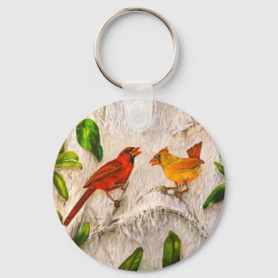Christmas Cardinals redbirds Keychain