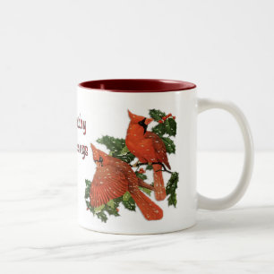 Christmas Cardinals Two-Tone Coffee Mug