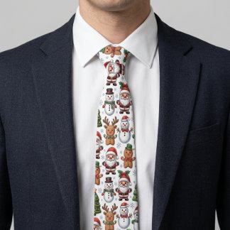 Christmas Caricature Style Tie