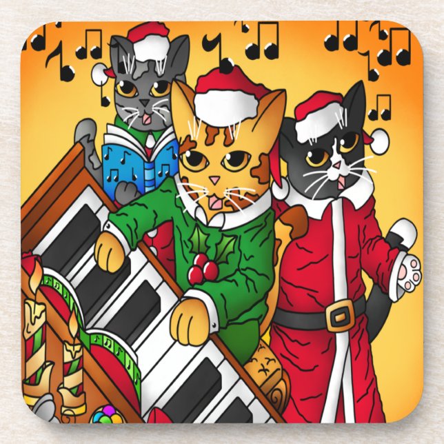 Christmas Carol Cats Coaster (Front)