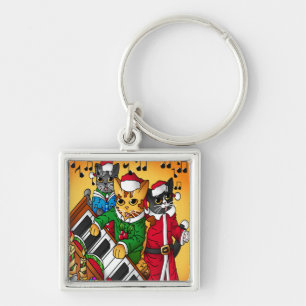 Christmas Carol Cats Keychain