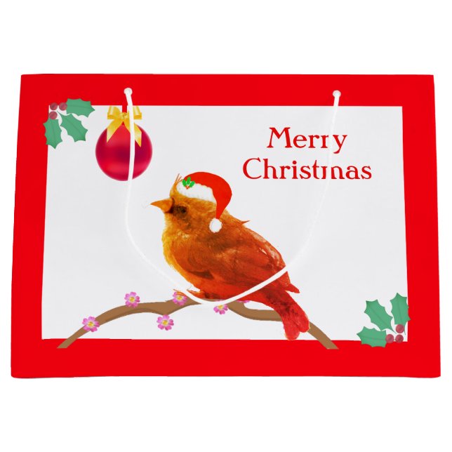 Christmas Carol Little Bird Large Gift Bag (Front)