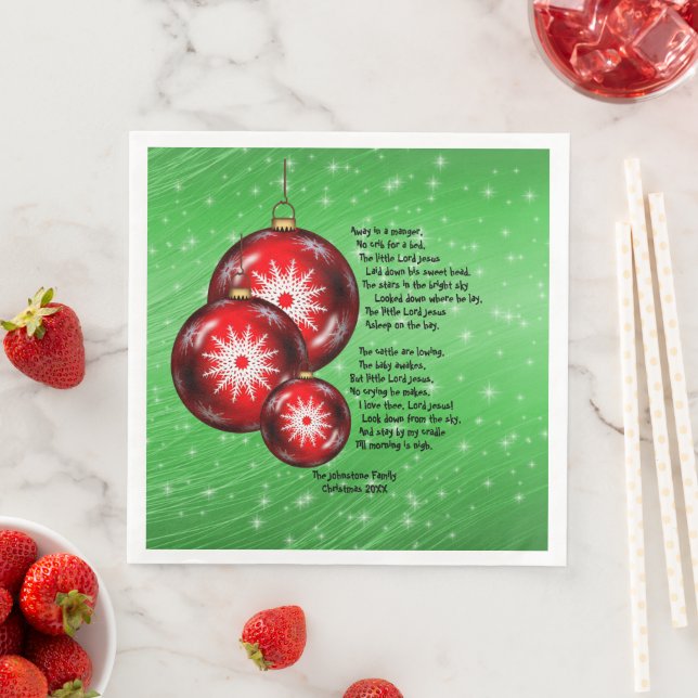 Christmas Carol Lyrics Away In A Manger Napkin (Insitu)