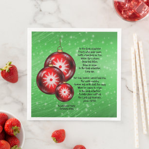 Christmas Carol Lyrics In the Bleak Midwinter Napkin
