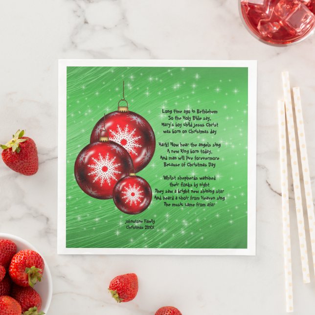 Christmas Carol Lyrics Long Time Ago Napkin (Insitu)