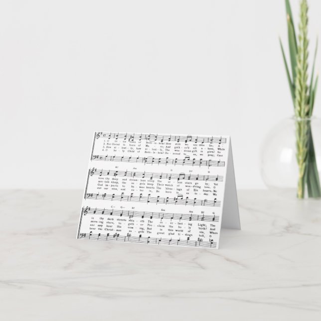 Christmas Carol Sheet Music Holiday Card (Front)