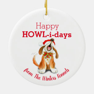 Christmas carol singing dog gift favour ceramic ornament