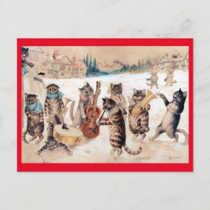 Christmas Carol Singing, Louis Wain Postcard