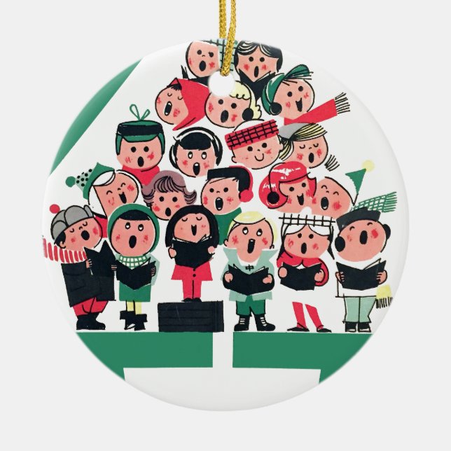 Christmas Carolers Ceramic Ornament (Front)