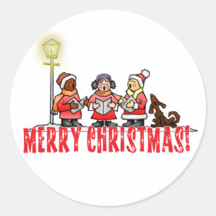 Christmas Carolers Classic Round Sticker